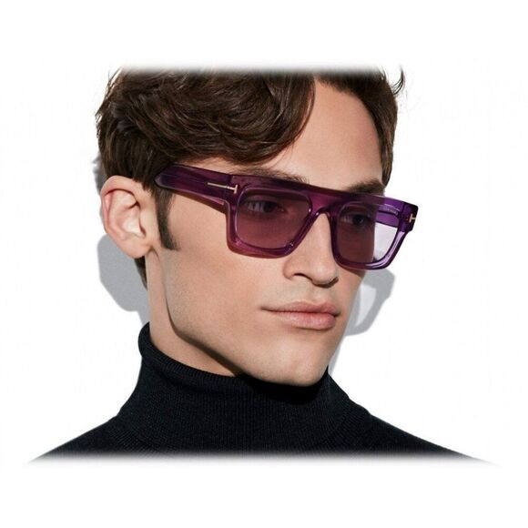 Tom Ford FAUSTO Women Sunglasses Transparent Violet Square FT0711/S 81Y main image 9